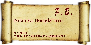 Petrika Benjámin névjegykártya